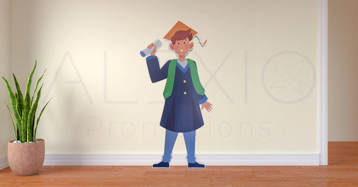 School Boy Custom Printed Foam Board Cut out Stand by Alexio Promotions Cyprus